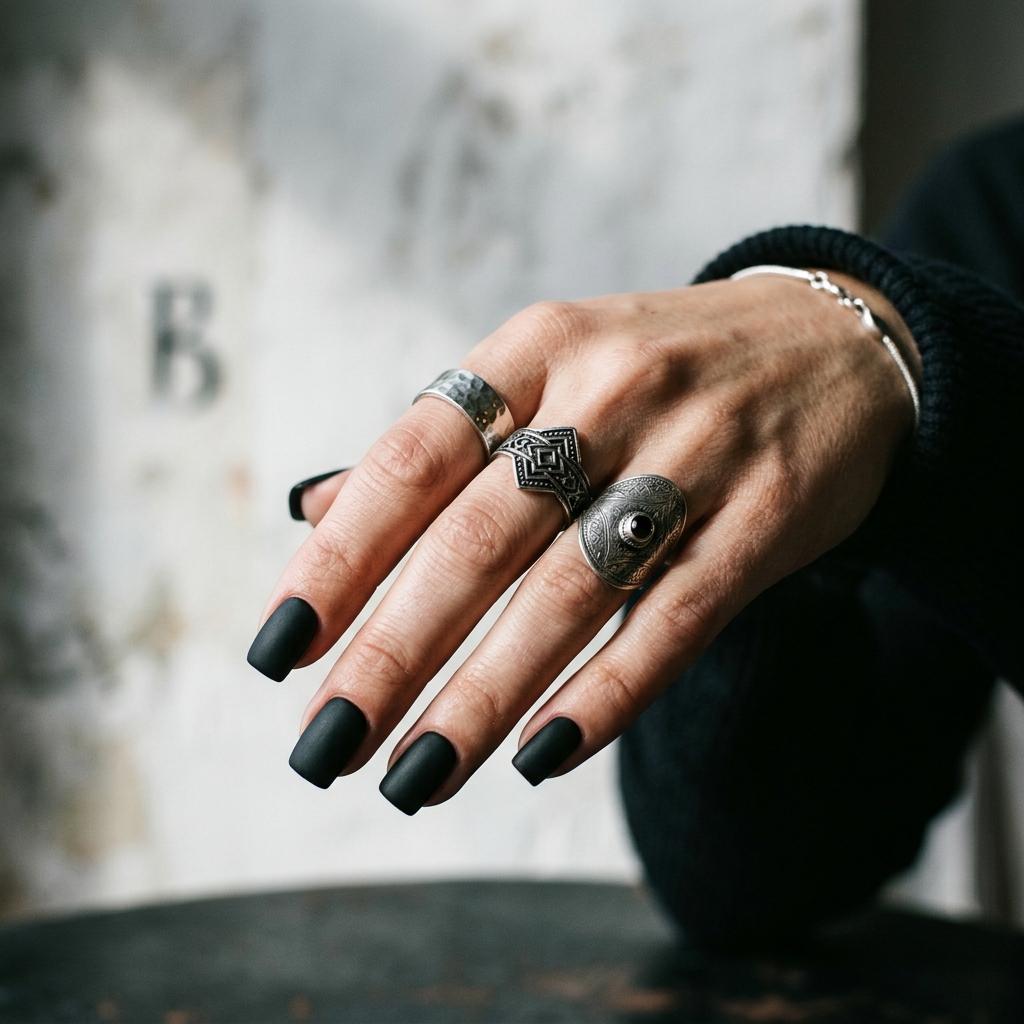 Black Square Nails