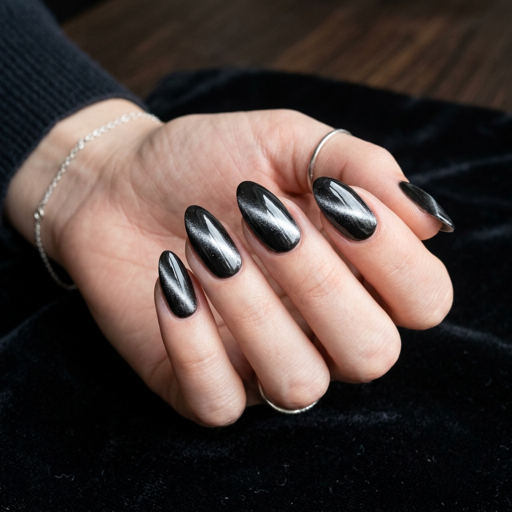 Cat Eye Nails Ideas: Your Ultimate Guide to Magnetic Nail Art 4 Black cat eye nails 202605041629