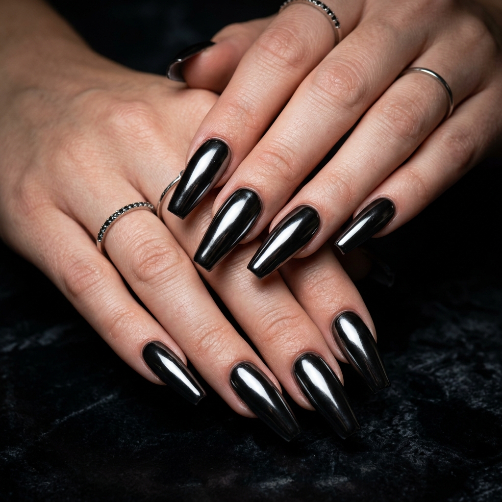 Chrome Nails: 27 Stunning Ideas to Inspire Your Next Manicure 8 Black Chrome Nails