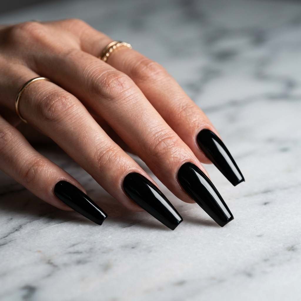 Coffin Nails Ideas: 27 Stunning Designs to Inspire Your Next Look 9 Black Coffin Nails Ideas