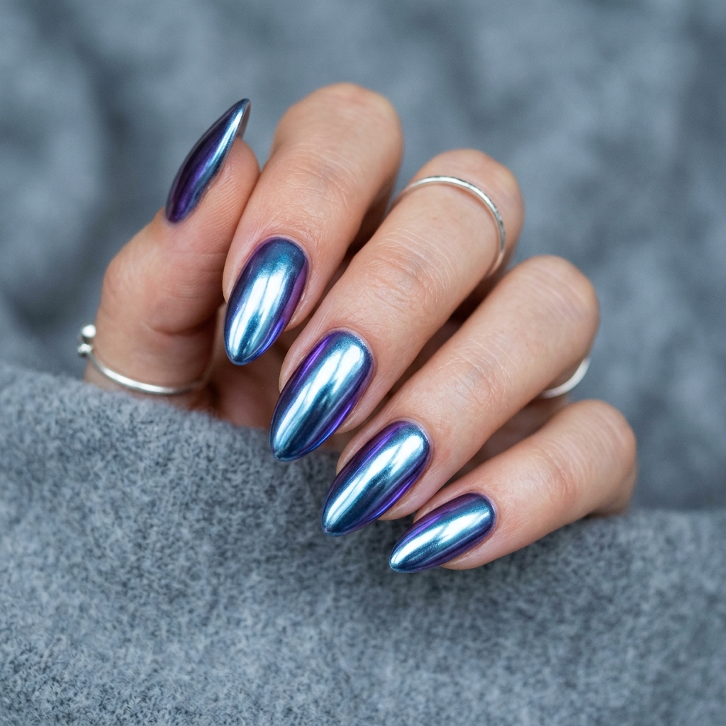 Chrome Nails: 27 Stunning Ideas to Inspire Your Next Manicure 12 Blue Chrome Nails