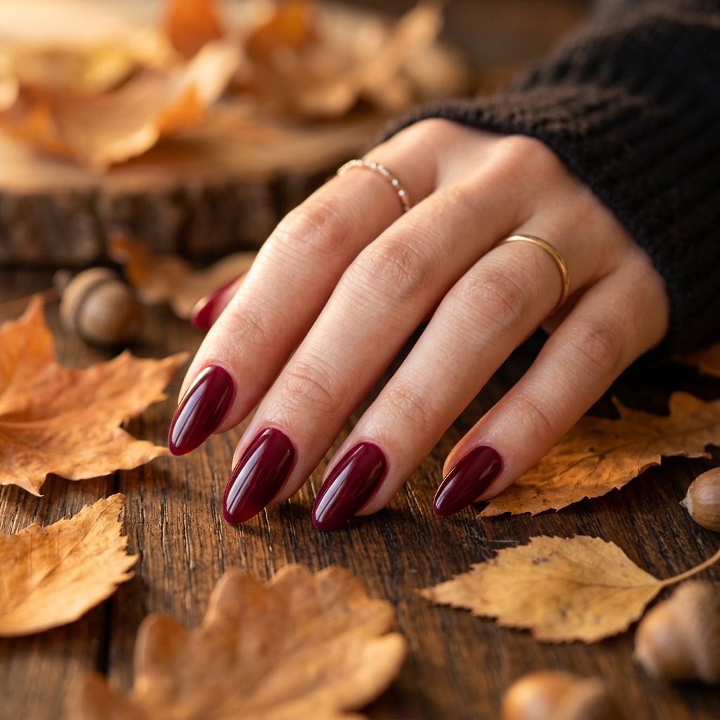 Deep Burgundy and Wine Nails