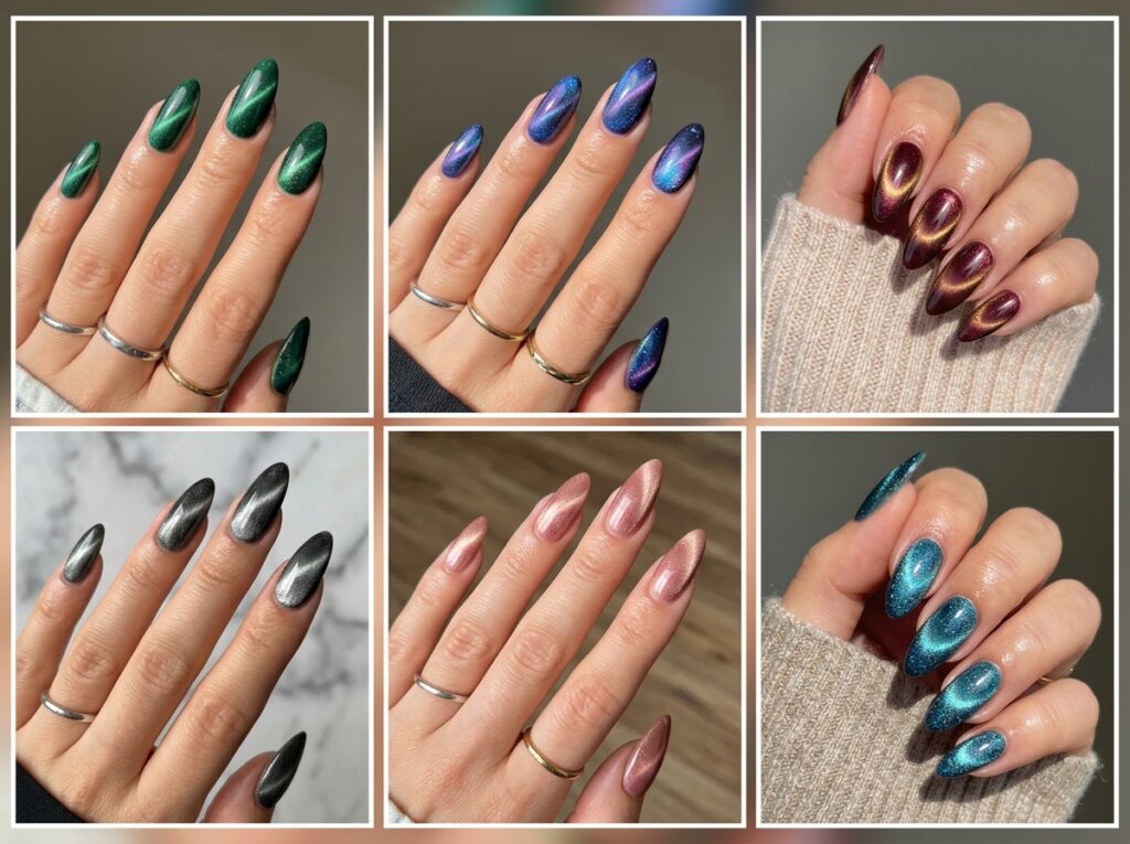 Cat Eye Nails Ideas: Your Ultimate Guide to Magnetic Nail Art 30 Cat eye nail shape collage 202605041924