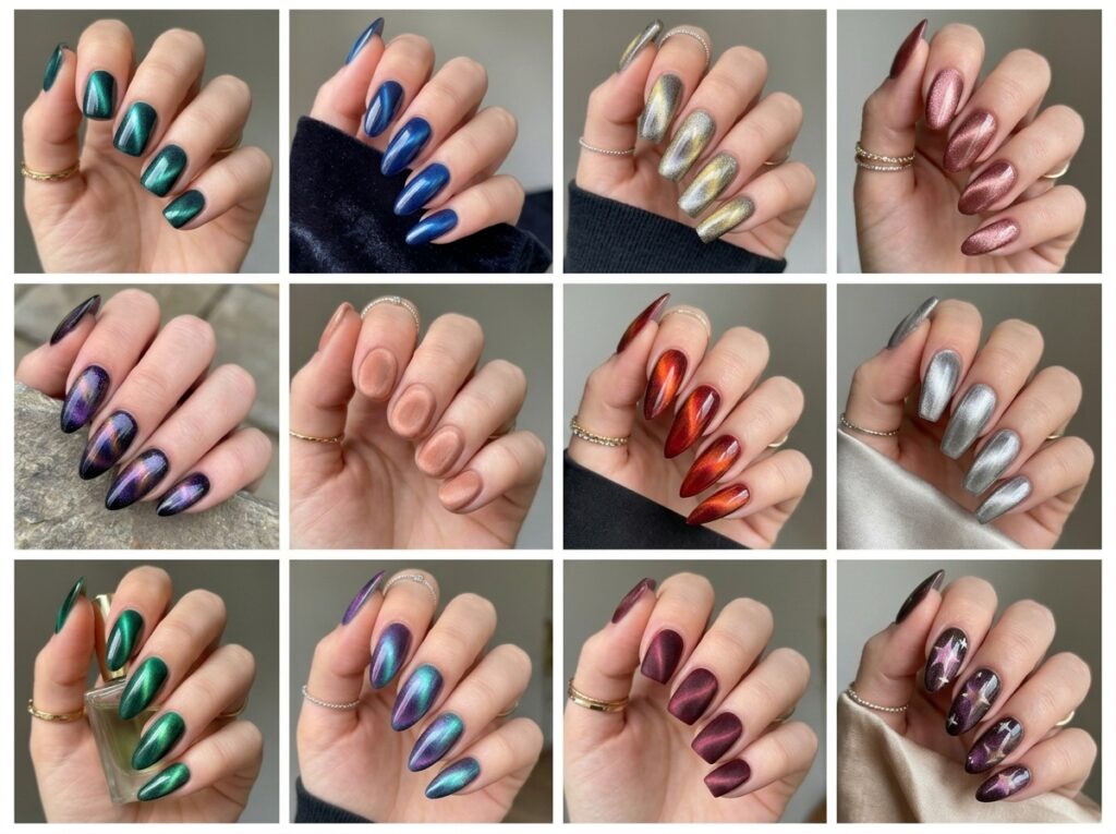 Cat Eye Nails Ideas: Your Ultimate Guide to Magnetic Nail Art 31 Cat eye nail shape collage 202605041926