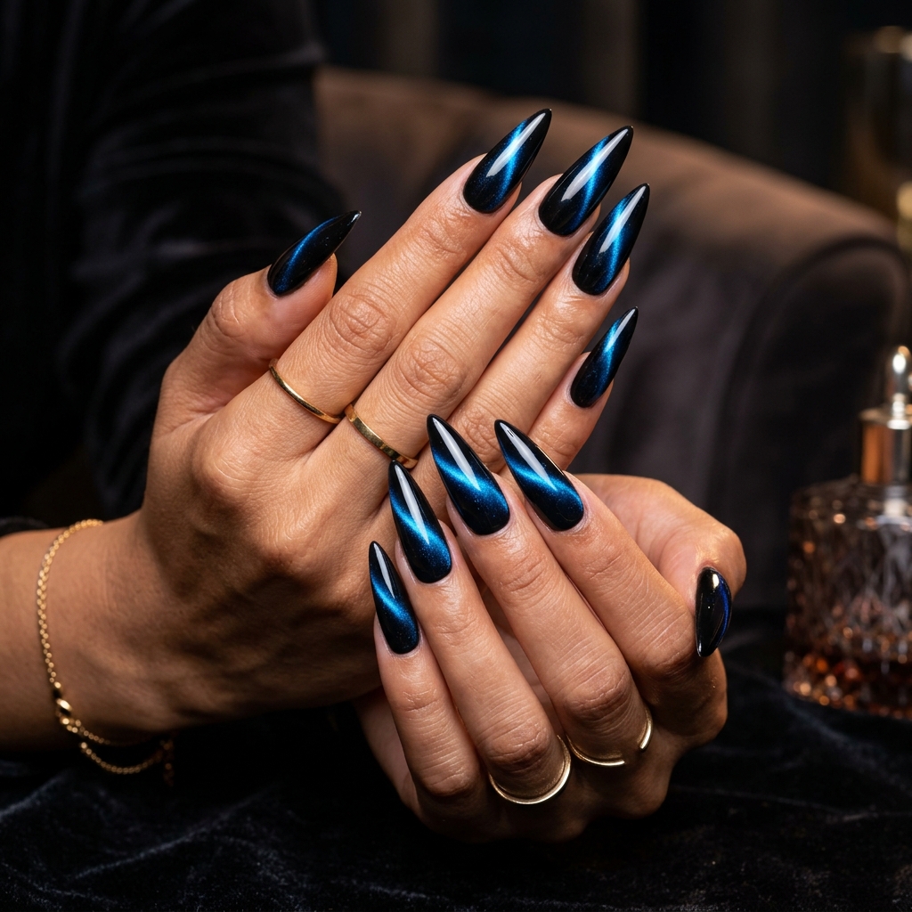 Cat Eye Nails Ideas: Your Ultimate Guide to Magnetic Nail Art 15 Cat eye nails dramatic fierce 202605041855