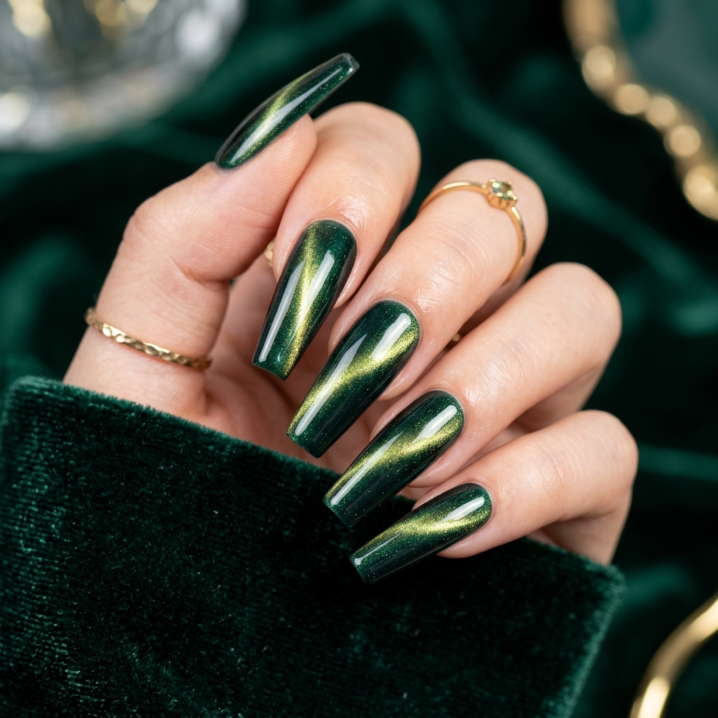 Cat Eye Nails Ideas: Your Ultimate Guide to Magnetic Nail Art 12 Coffin cat eye nails 202605041848