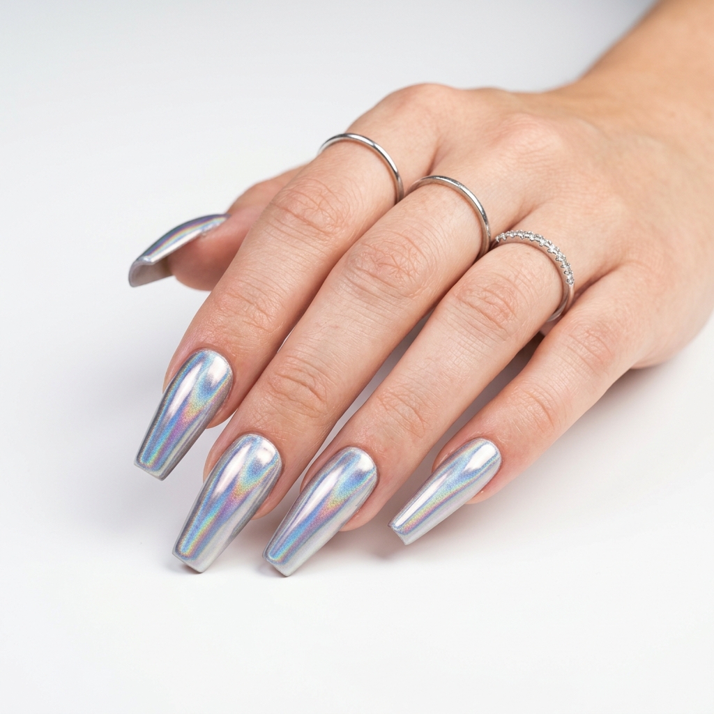 Chrome Nails: 27 Stunning Ideas to Inspire Your Next Manicure 17 Coffin Chrome Nails