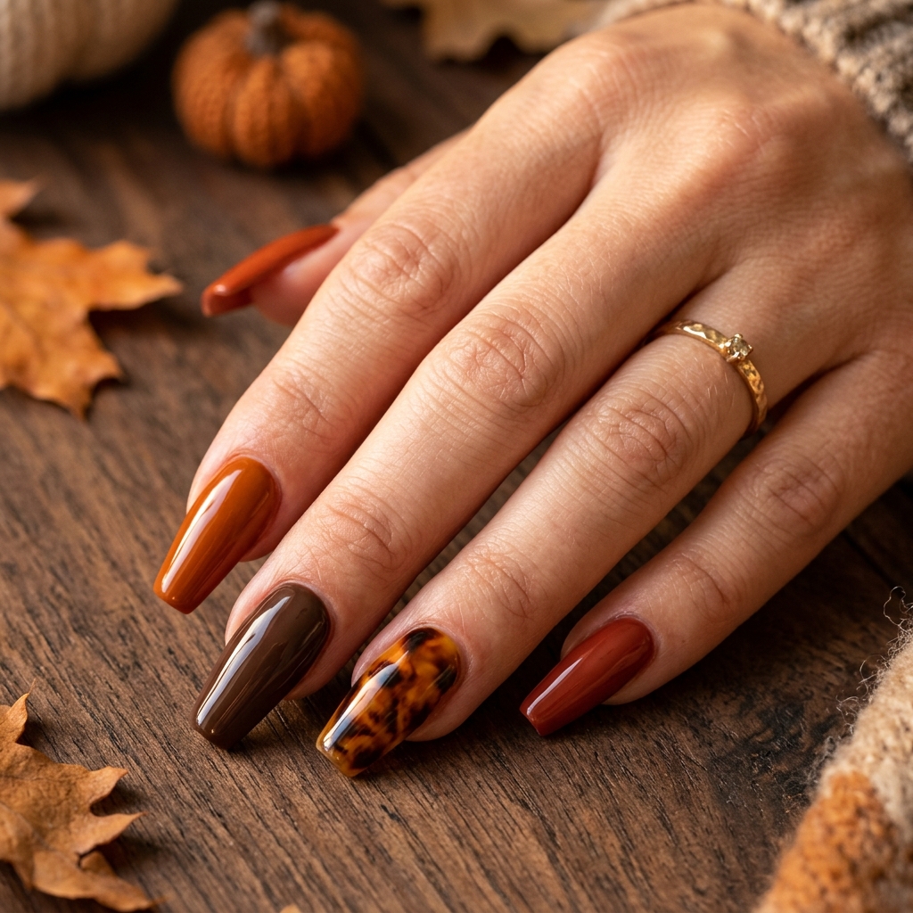 Coffin Nails Ideas: 27 Stunning Designs to Inspire Your Next Look 26 Fall Coffin Nails Ideas
