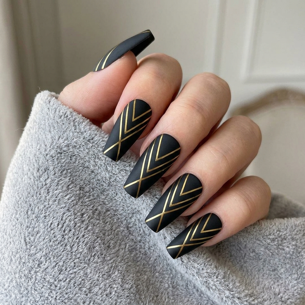 Geometric Coffin Nails Ideas