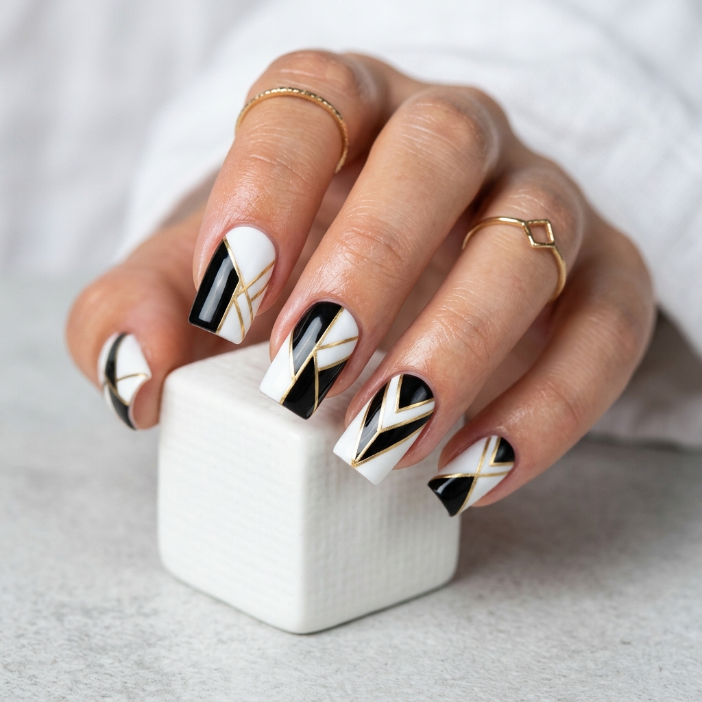 Geometric Acrylic Nails Ideas