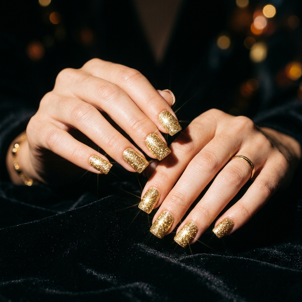 Glitter Square Nails