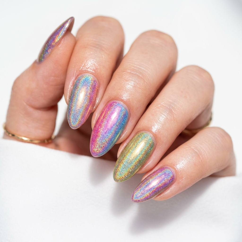 Holographic Acrylic Nails Ideas