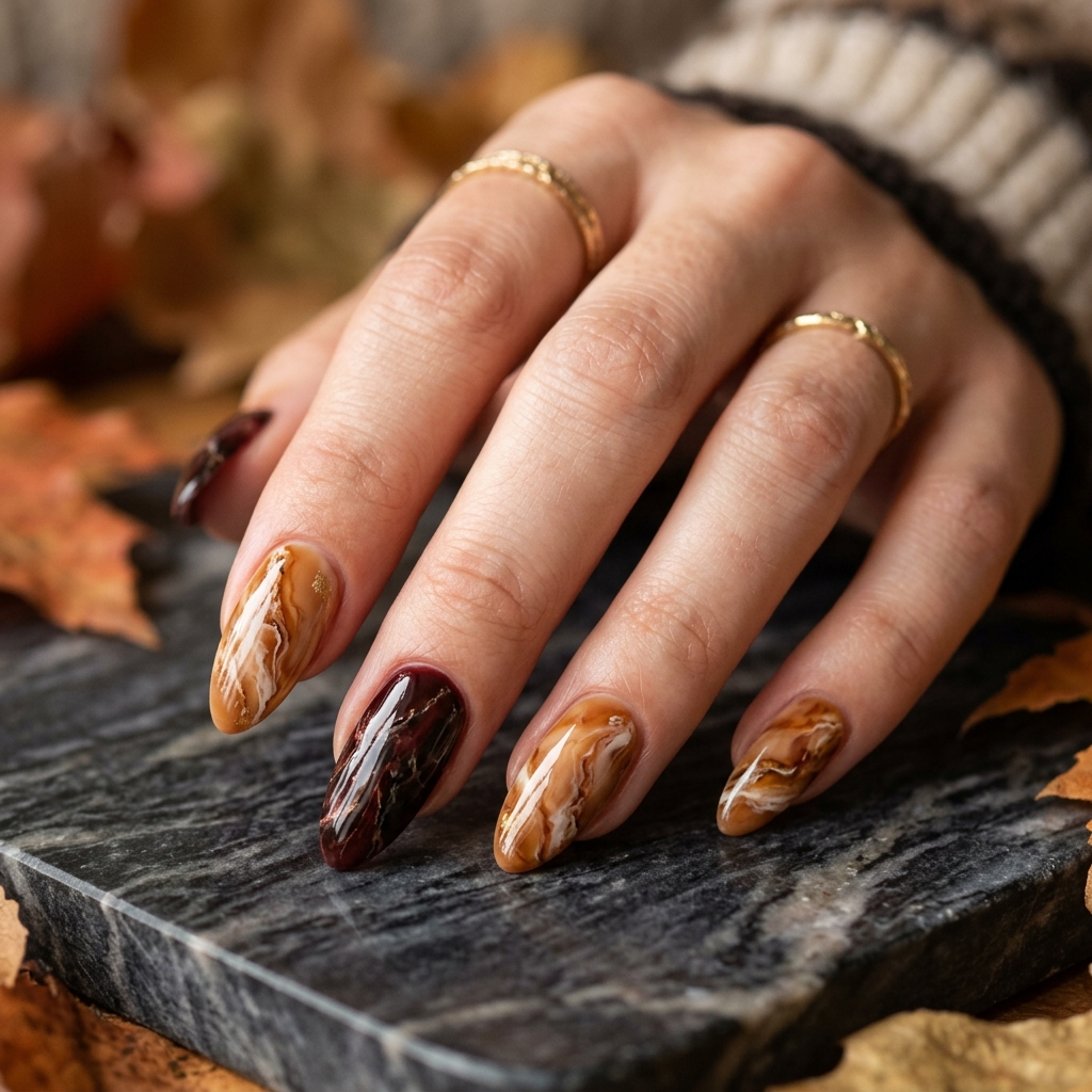 Marble Effect in Autumn Tones