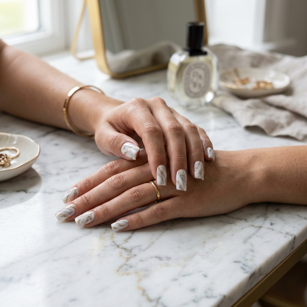 Marble Square Nails