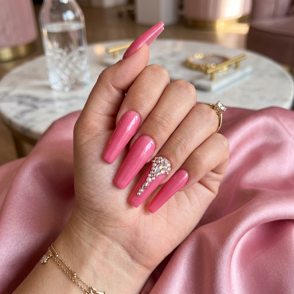 27 Pink Nails Ideas: The Ultimate Guide to Gorgeous Shades and Styles 19 Acrylic Pink Nails Idea