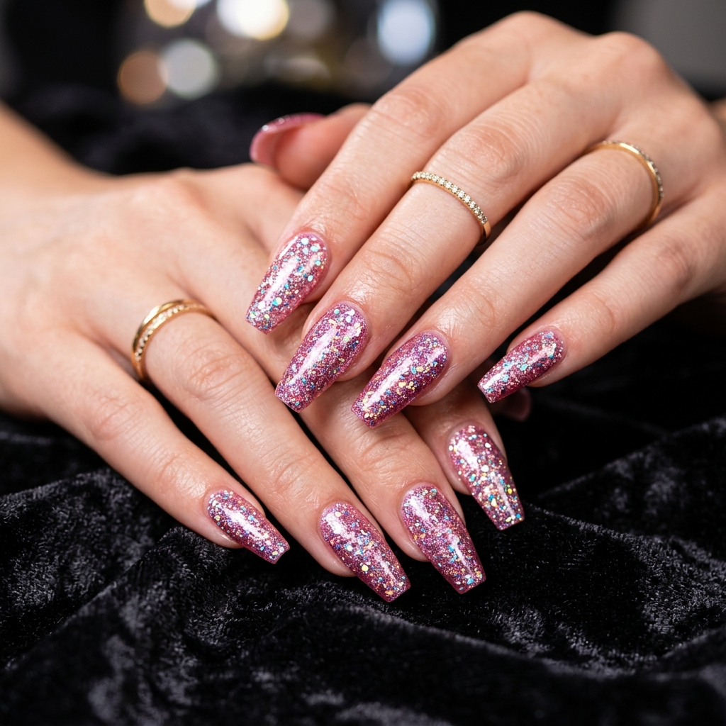 27 Pink Nails Ideas: The Ultimate Guide to Gorgeous Shades and Styles 9 Glitter Pink Nails Idea