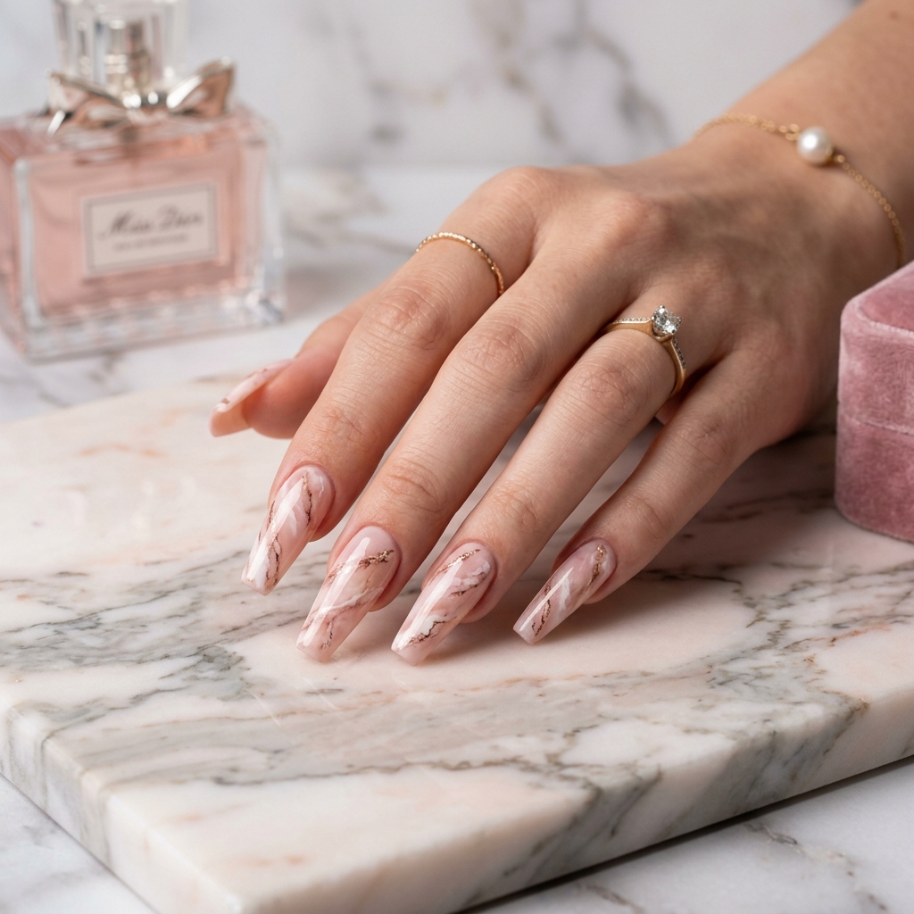 27 Pink Nails Ideas: The Ultimate Guide to Gorgeous Shades and Styles 13 Marble Pink Nails Idea
