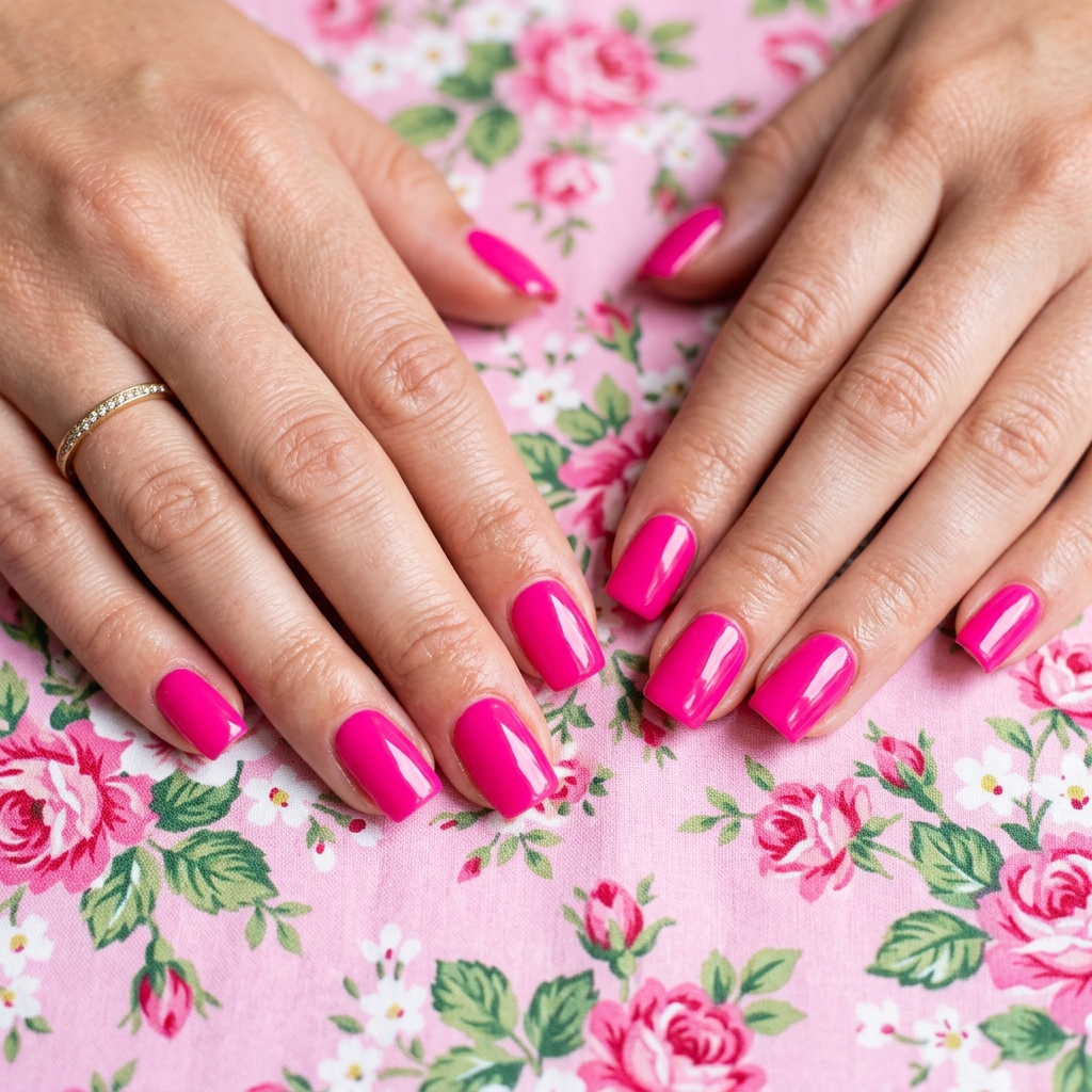 Pink Square Nails