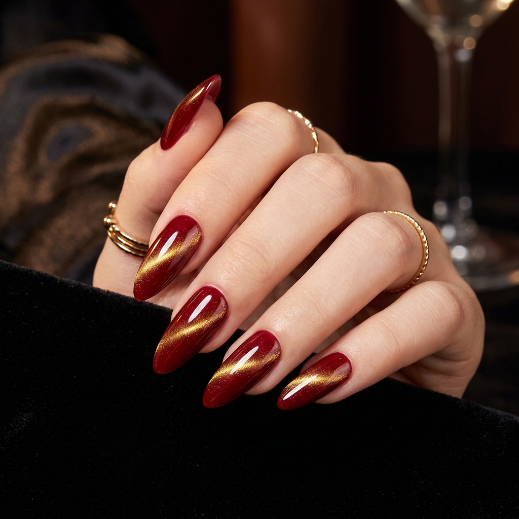 Cat Eye Nails Ideas: Your Ultimate Guide to Magnetic Nail Art 3 Red cat eye nails 202605041634