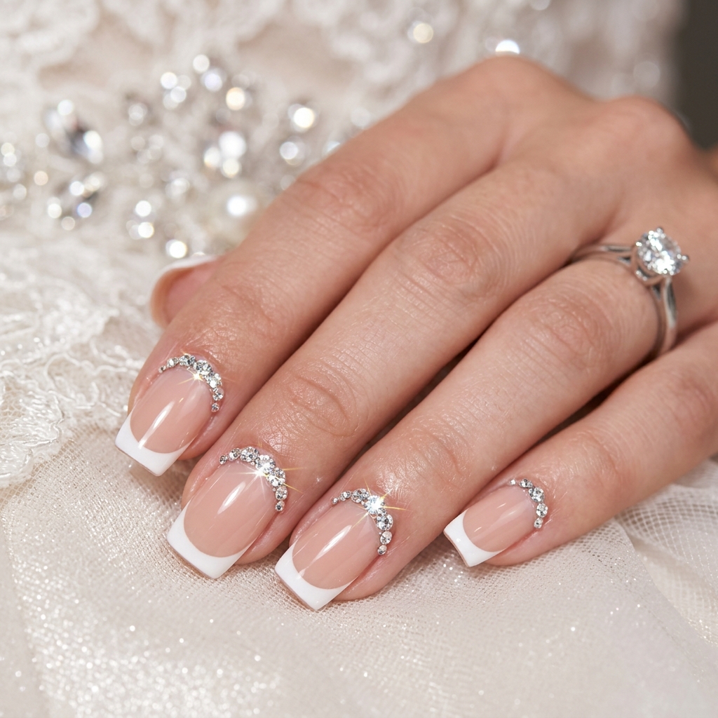 Save These French Tip Nails Ideas Before Your Next Salon Appointment 22 Rhinestone French Tip