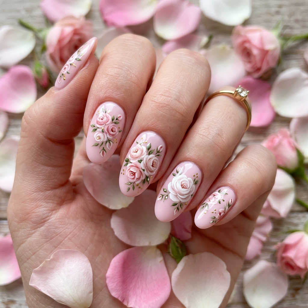 27 Pink Nails Ideas: The Ultimate Guide to Gorgeous Shades and Styles 14 Floral Pink Nails Art Idea