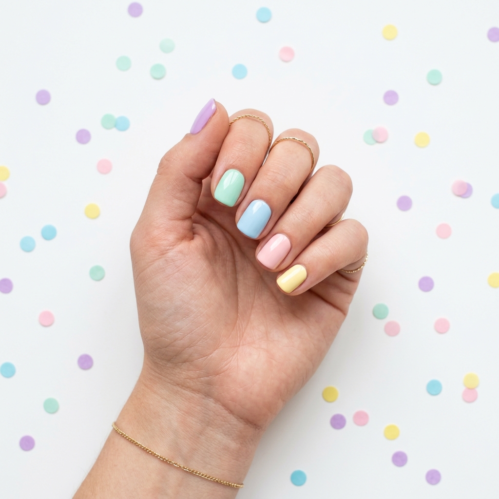 Short Nail Designs in Pastel Colors