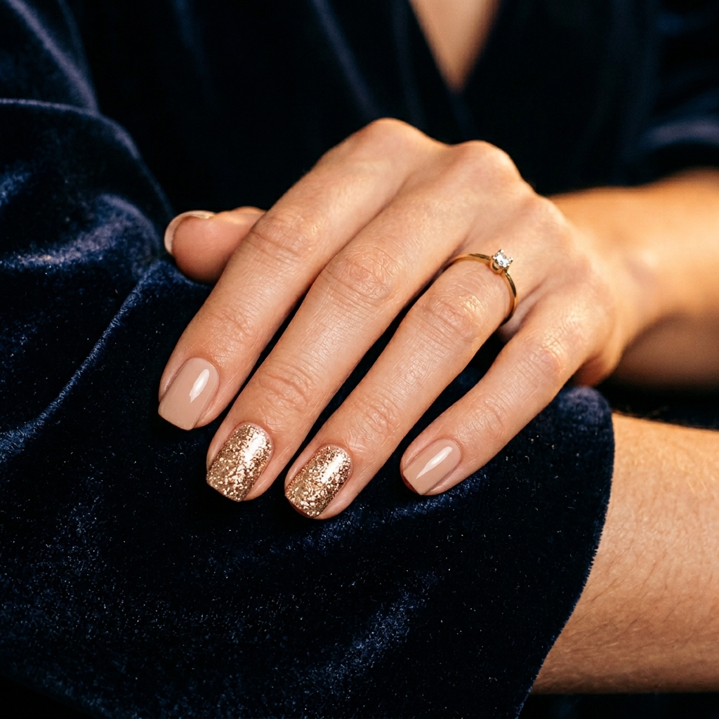 Short Nail Designs with Glitter