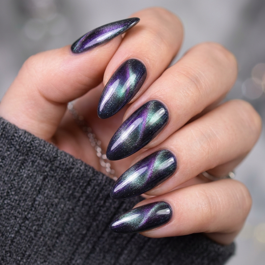 Cat Eye Nails Ideas: Your Ultimate Guide to Magnetic Nail Art 2 Smoky aurora cat eye nails 202605041638
