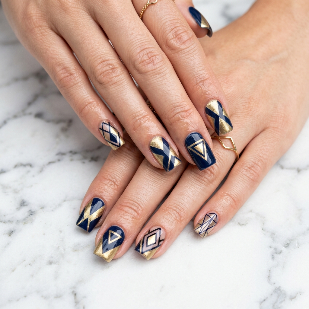 Square Nails with Geometric Patterns