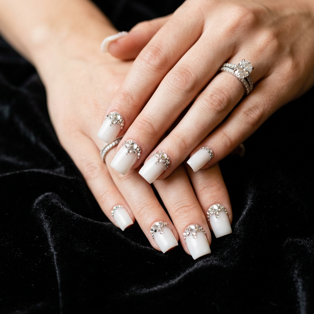 Square Nails with Gems
