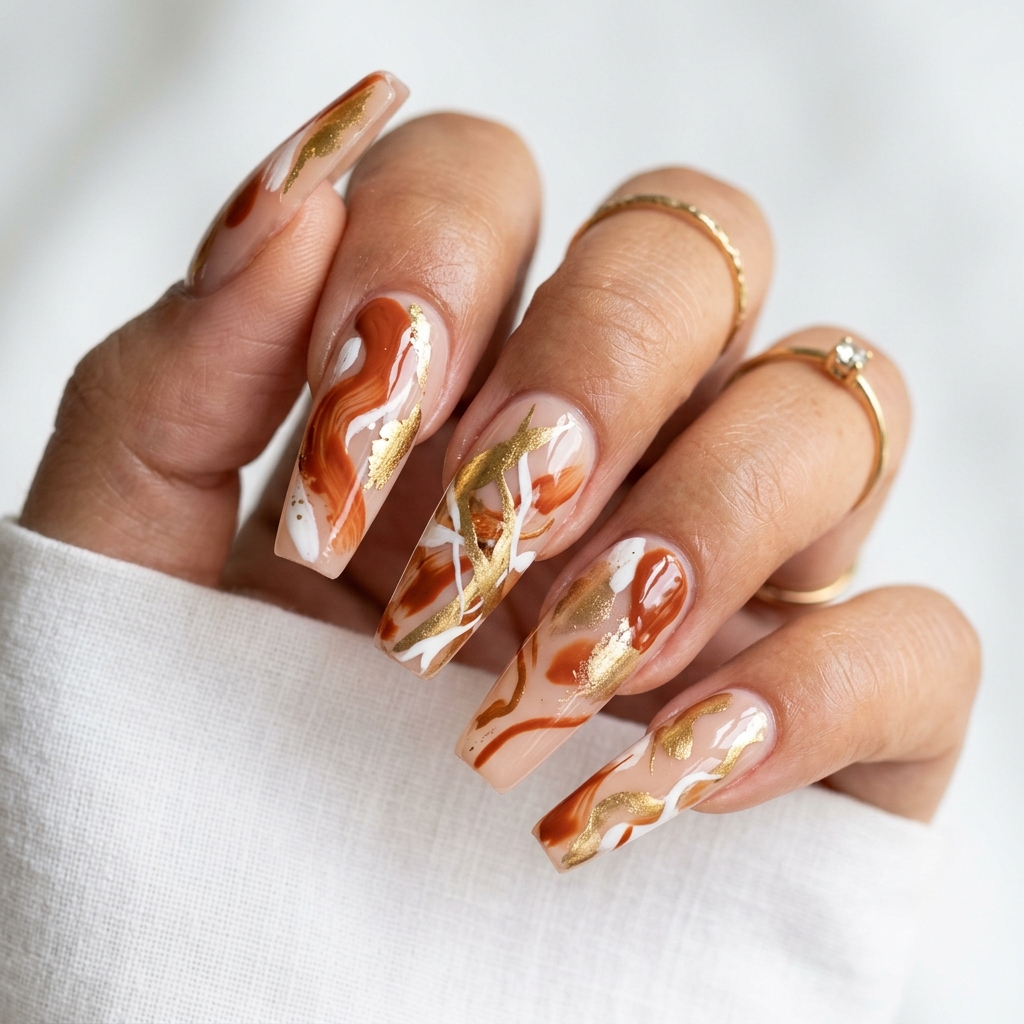 30Long Nail Designs: Stunning Ideas to Inspire Your Next Manicure 15 Abstract Long Nail Designs