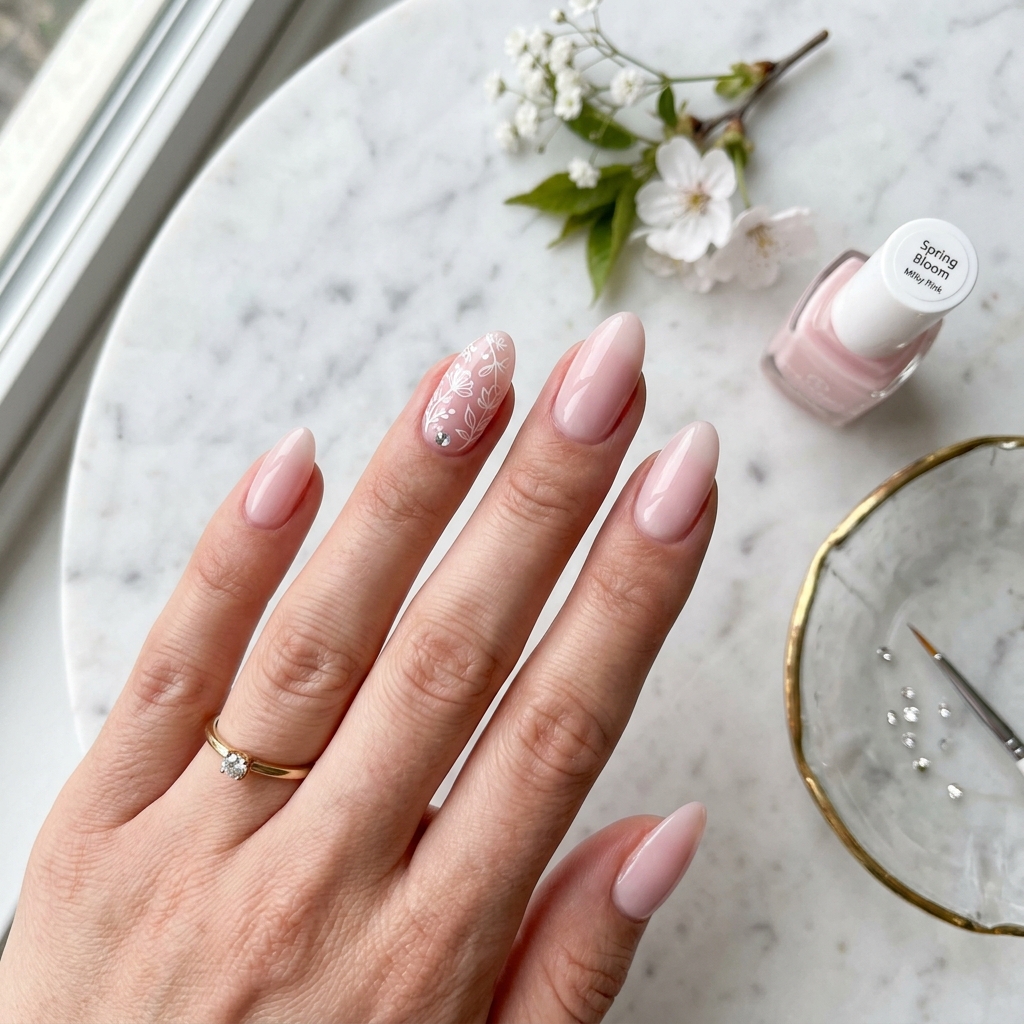 Spring Nail Designs: 27 Fresh and Beautiful Ideas for Your Next Manicure 9 Spring Nail Designs with Soft Pink Tones Ideas