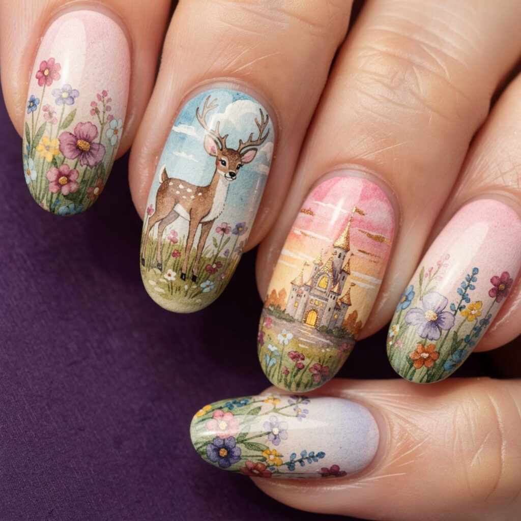 Disney Nails Ideas: 27 Magical Designs to Inspire Your Next Manicure 23 Disney Watercolor Nails Ideas