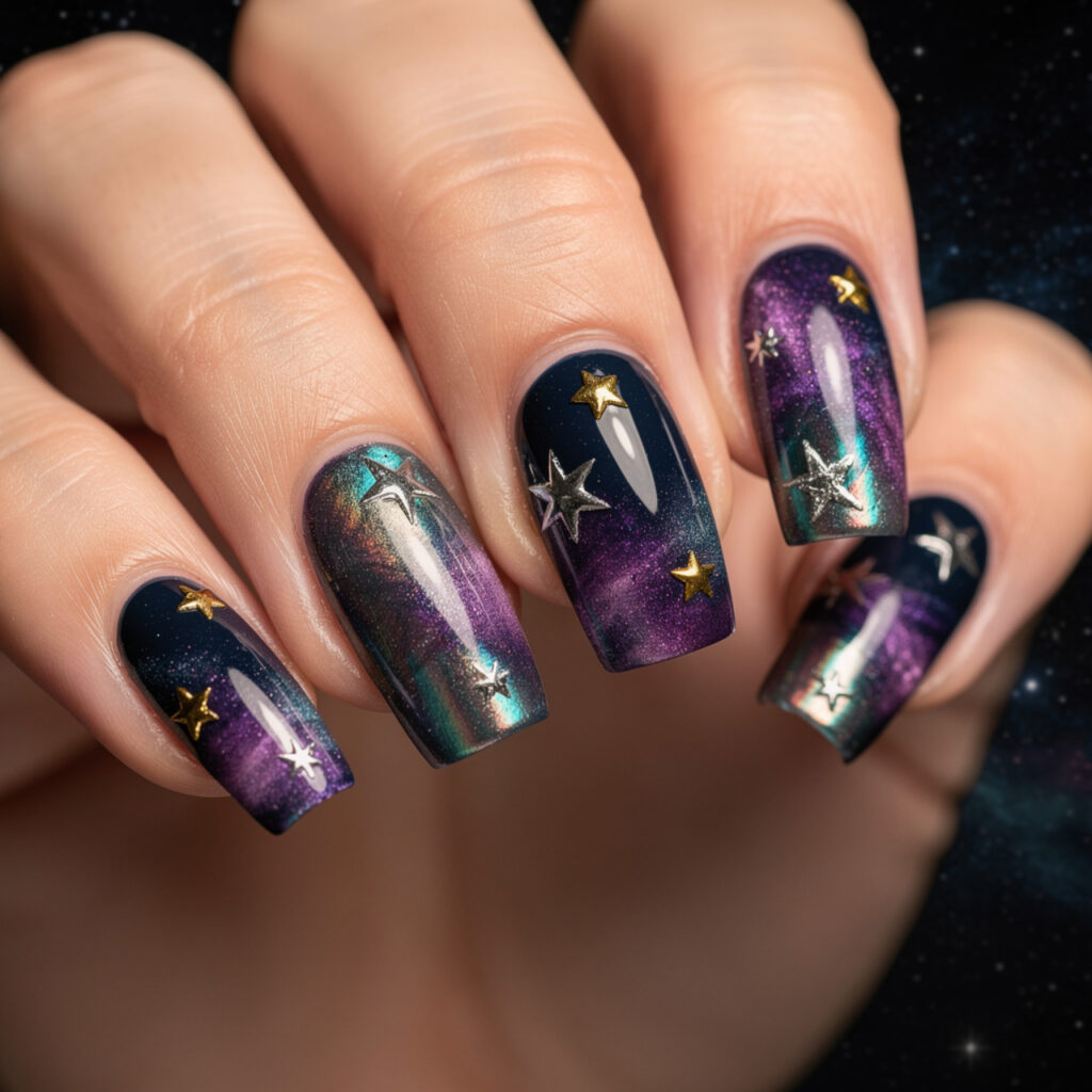 Disney Nails Ideas: 27 Magical Designs to Inspire Your Next Manicure 25 Disney Galaxy and Celestial Nails Ideas