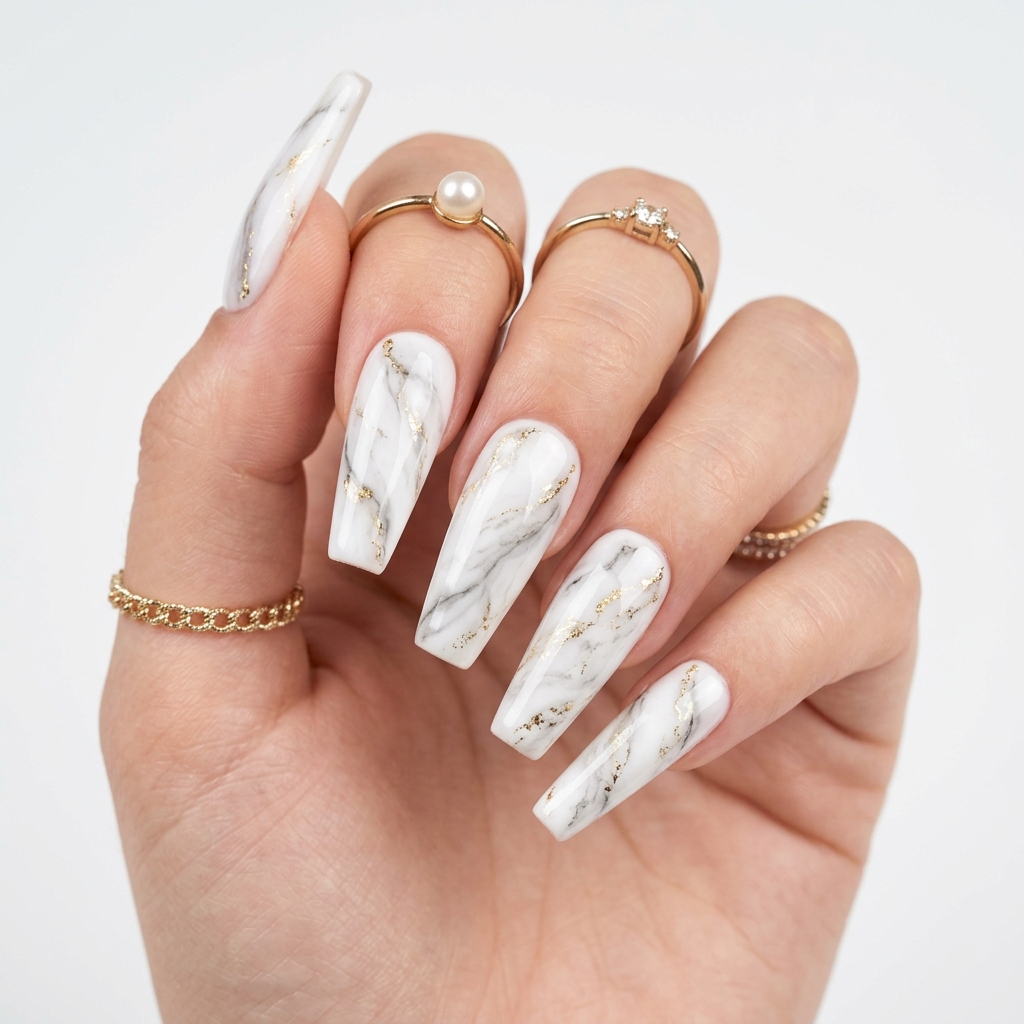 acrylic nails ideas: 27 Stunning Designs to Inspire Your Next Set 18 Acrylic Nails Ideas Marble