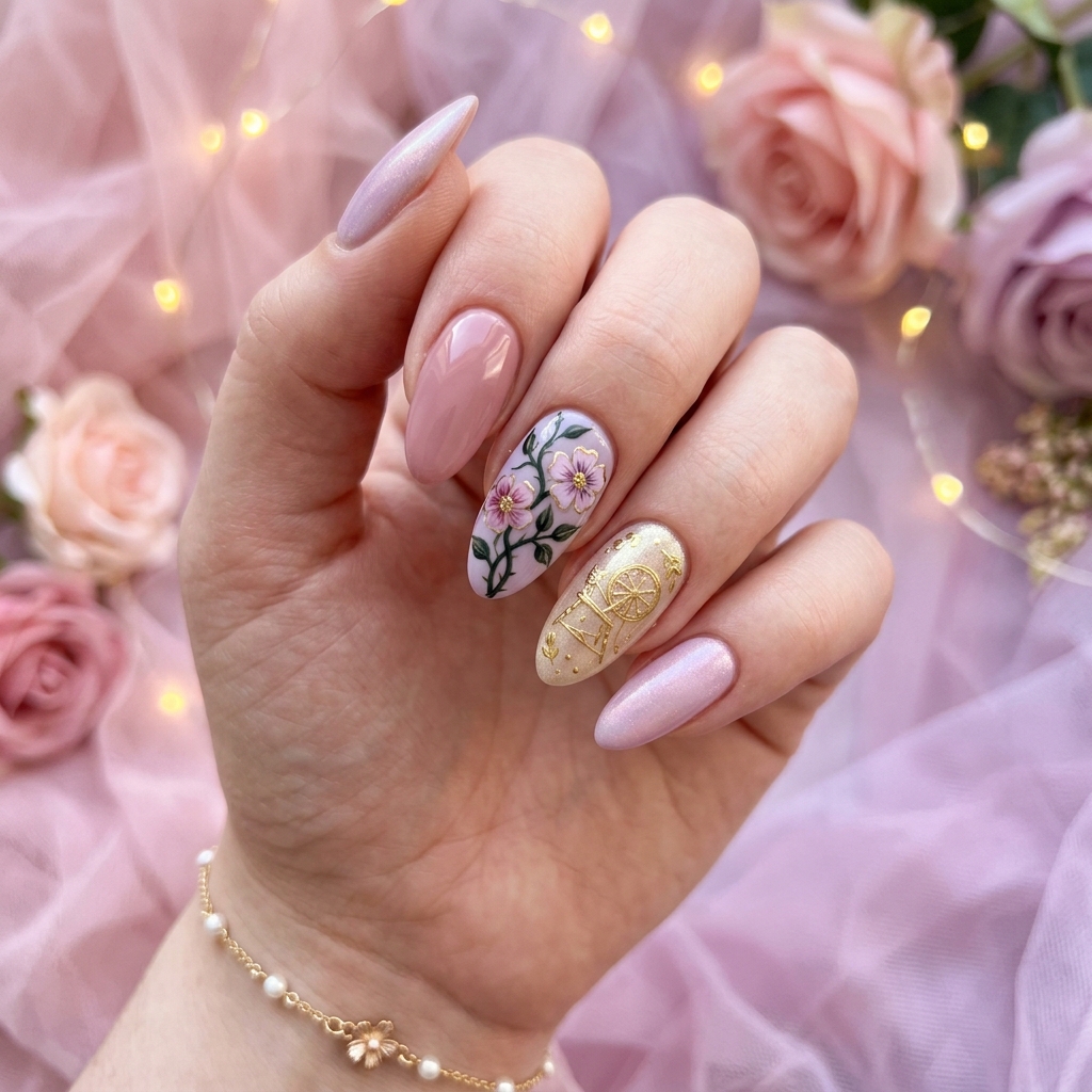 Disney Nails Ideas: 27 Magical Designs to Inspire Your Next Manicure 21 Sleeping Beauty Aurora Nails Ideas