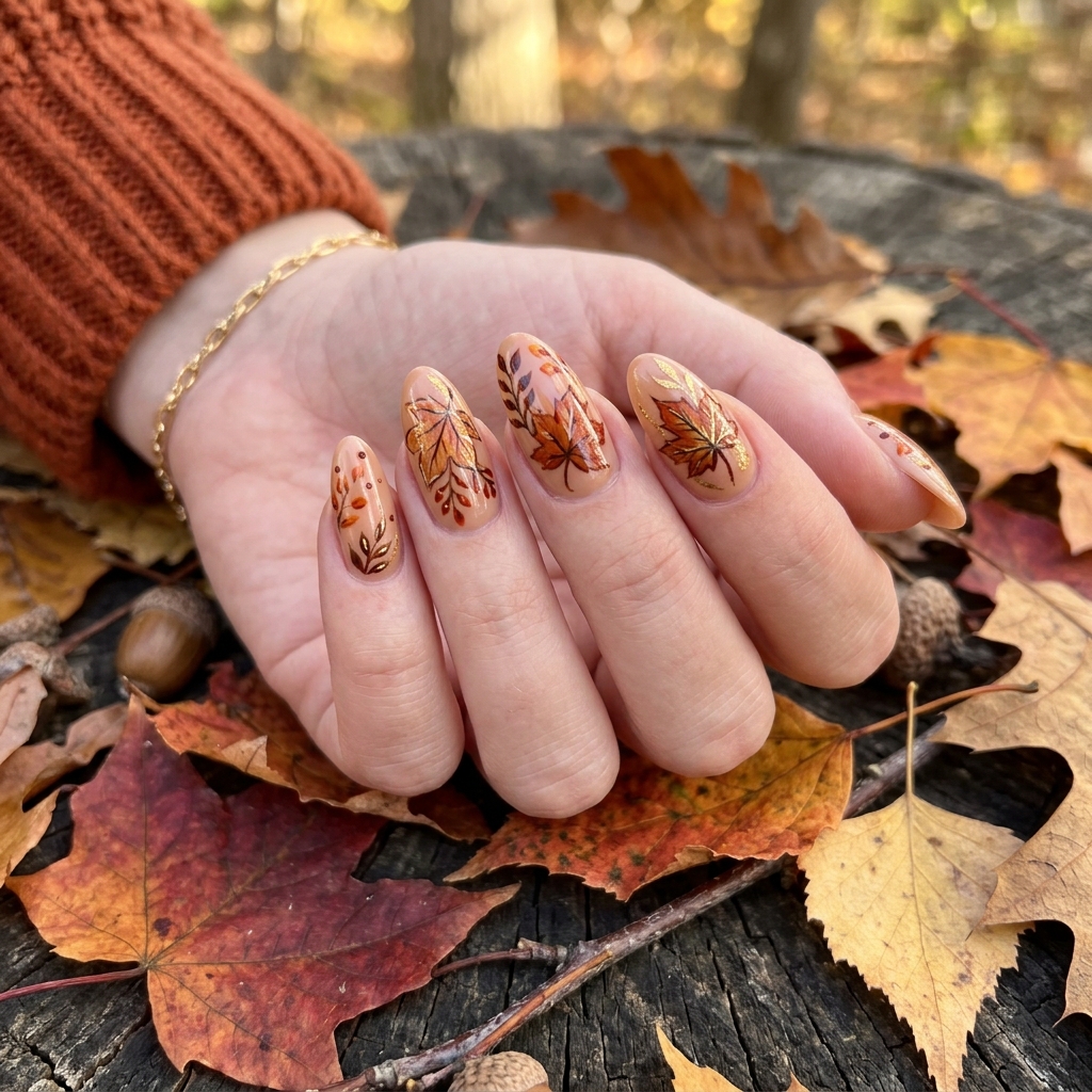 September Nails Ideas: 27 Creative Looks to Welcome the New Season 11 Autumn Leaves Nail Art Ideas