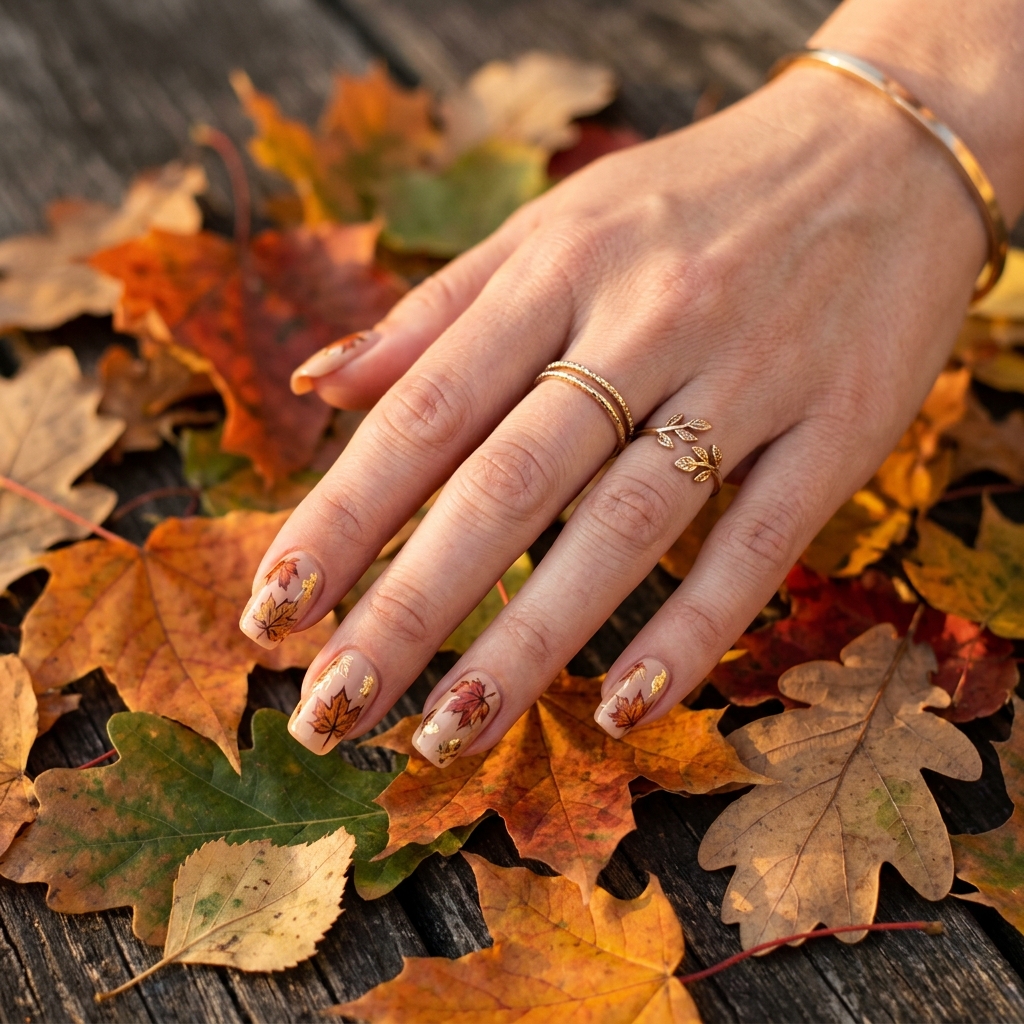 October Nails Ideas: 27 Stunning Looks for the Most Creative Month of the Year 18 October Autumn Leaves Nail Art Ideas