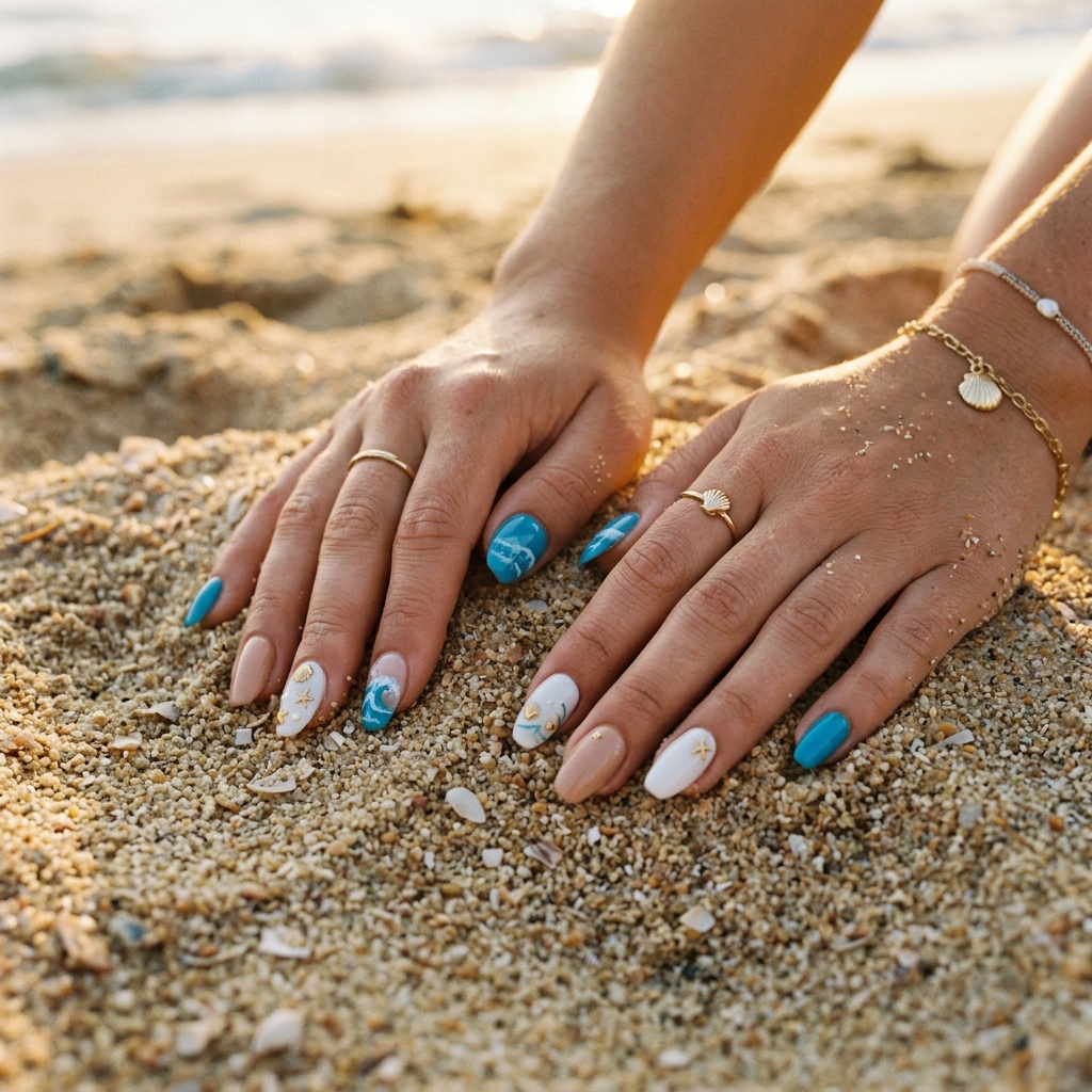 27 Summer Nail Ideas That Are Totally Trending Right Now 9 Beach Summer Nail Ideas