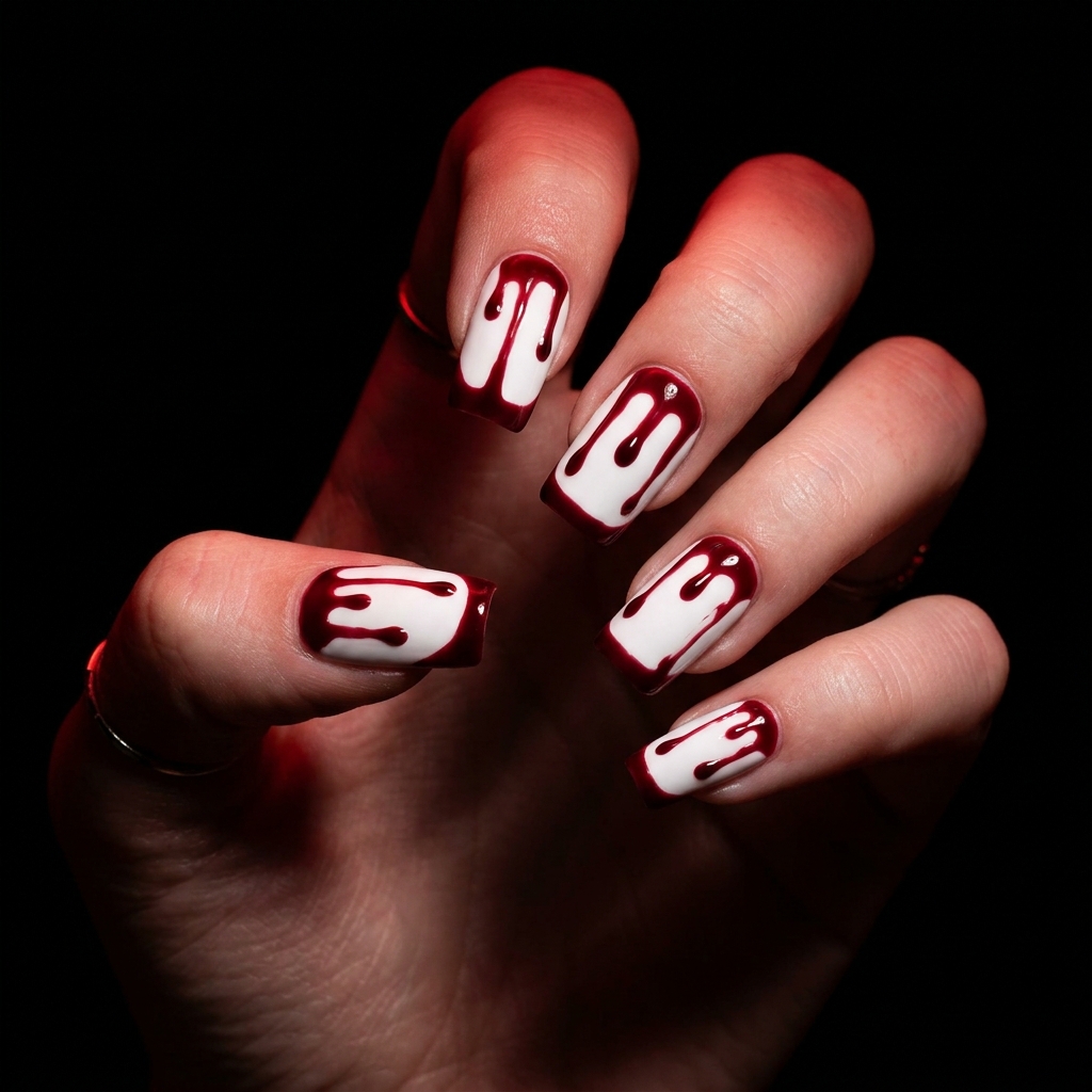 Spooky Nails Ideas: 27 Creepy and Creative Designs to Try This Season 20 Spooky Blood Drip Nail Designs