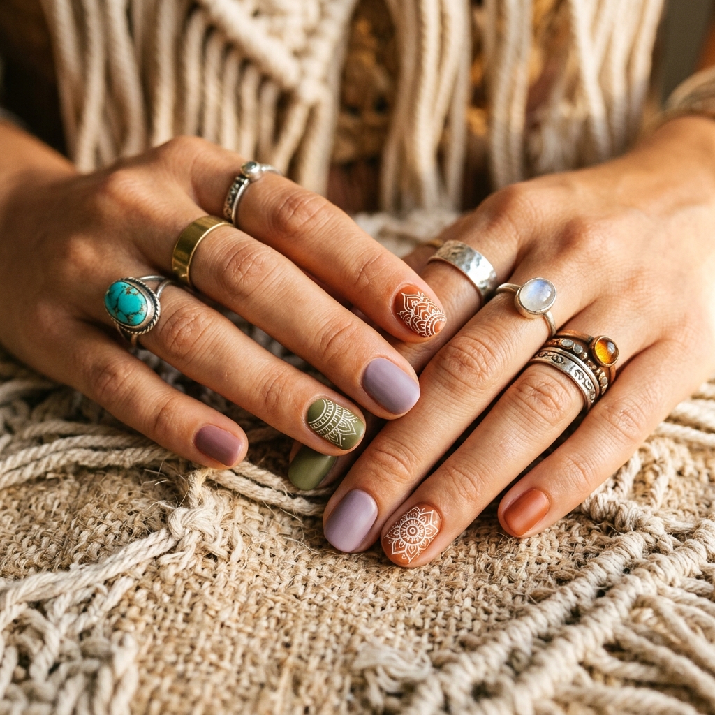 27 Summer Nail Ideas That Are Totally Trending Right Now 26 Boho Summer Nail Ideas