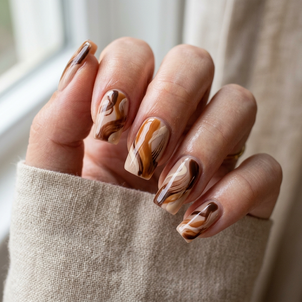 Brown Nail Designs Ideas: 30 Stunning Looks to Inspire Your Next Manicure 12 Brown Abstract Nail Designs Ideas