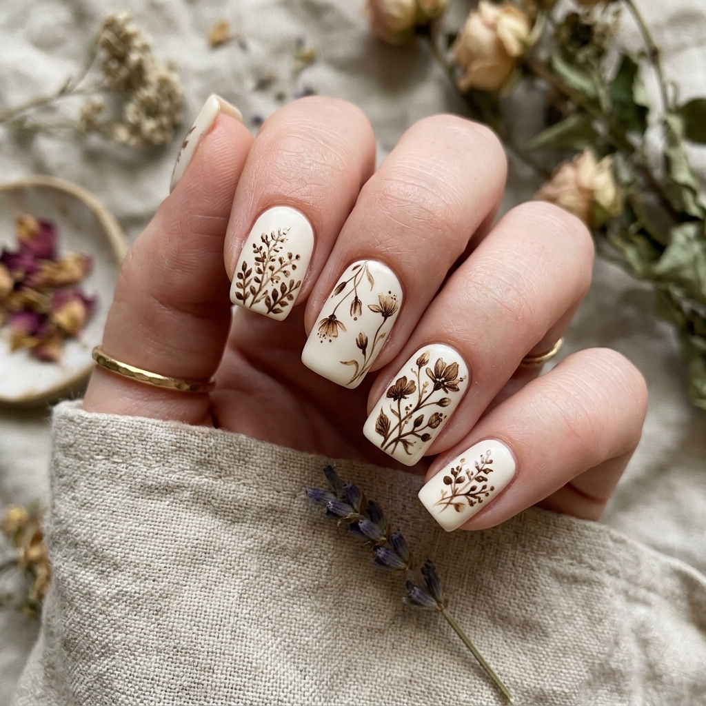 Brown Nail Designs Ideas: 30 Stunning Looks to Inspire Your Next Manicure 8 Brown Floral Nail Designs Ideas
