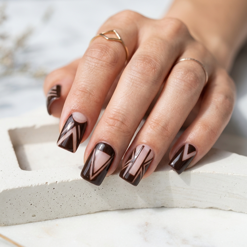 Brown Nail Designs Ideas: 30 Stunning Looks to Inspire Your Next Manicure 20 Brown Negative Space Nail Designs Ideas