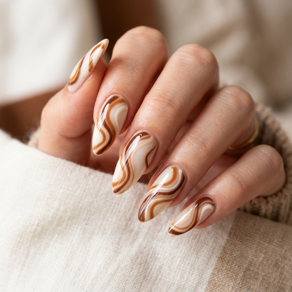 Brown Nail Designs Ideas: 30 Stunning Looks to Inspire Your Next Manicure 14 Brown Swirl Nail Designs Ideas