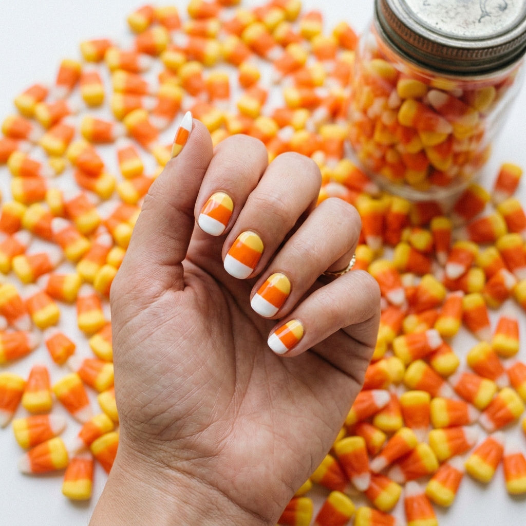 Halloween Candy Corn Nail Ideas