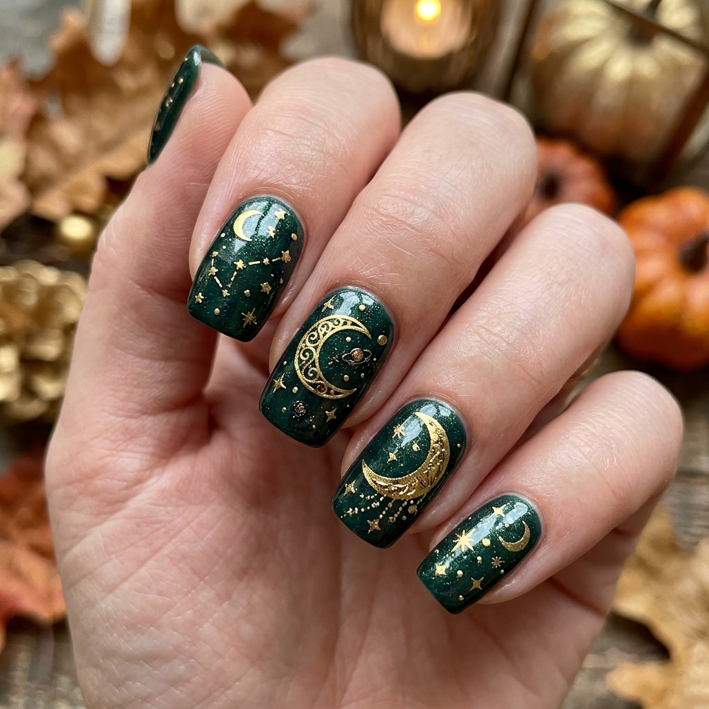 Thanksgiving Nails Ideas: The Ultimate Guide to Festive Manicures This Season 29 Celestial Harvest Thanksgiving Nails Ideas