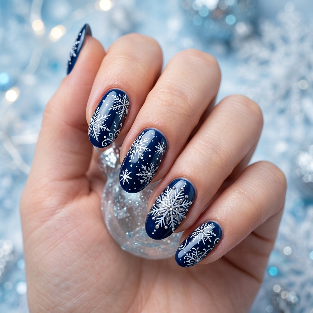 Christmas Nail Ideas with Snowflakes