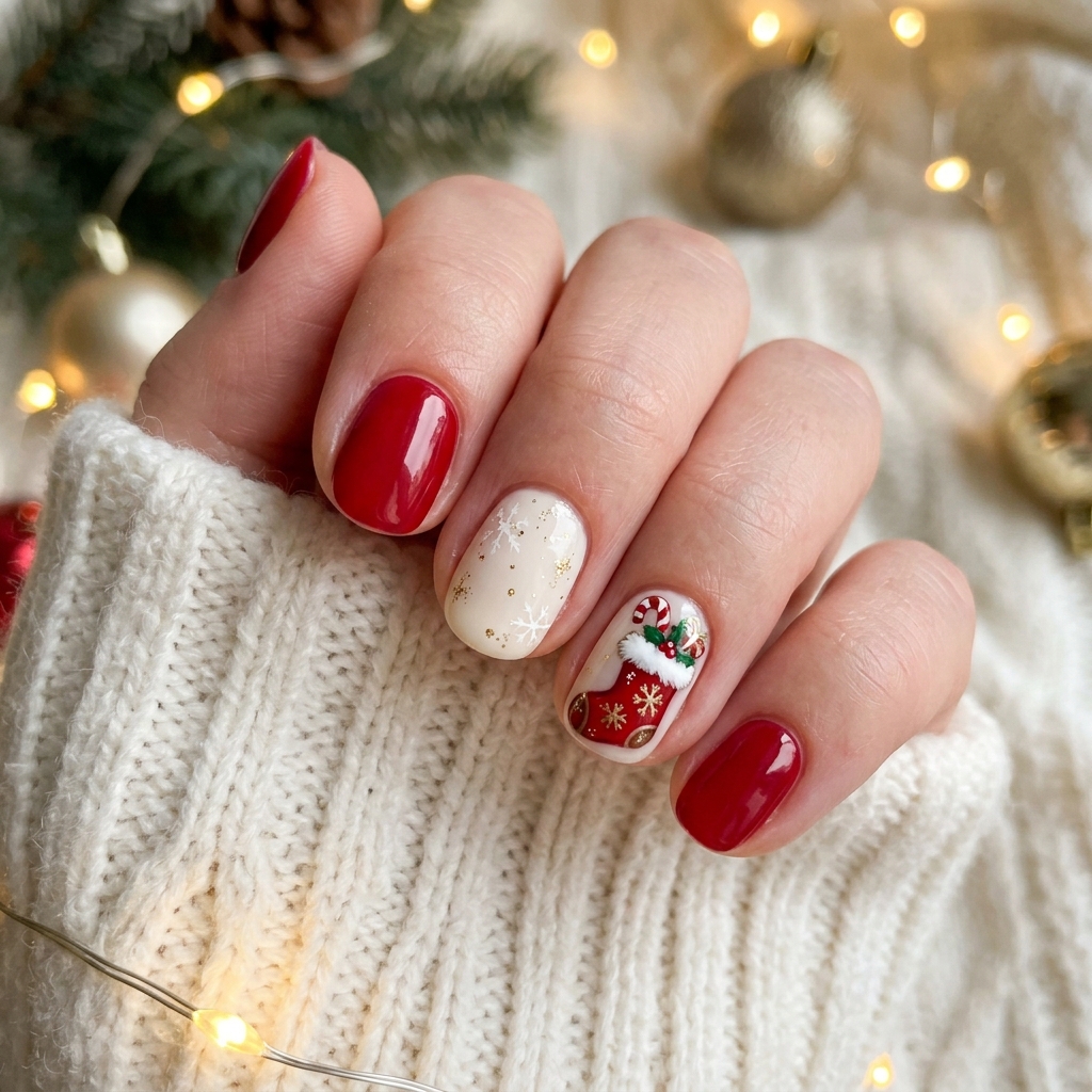 Christmas Stocking Nail Art Ideas