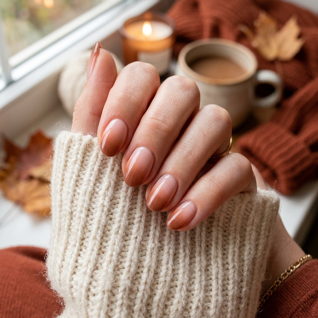 30 Fall Ombre Nails Ideas That Are Simply Stunning 13 Cinnamon and Blush Fall Ombre Nails